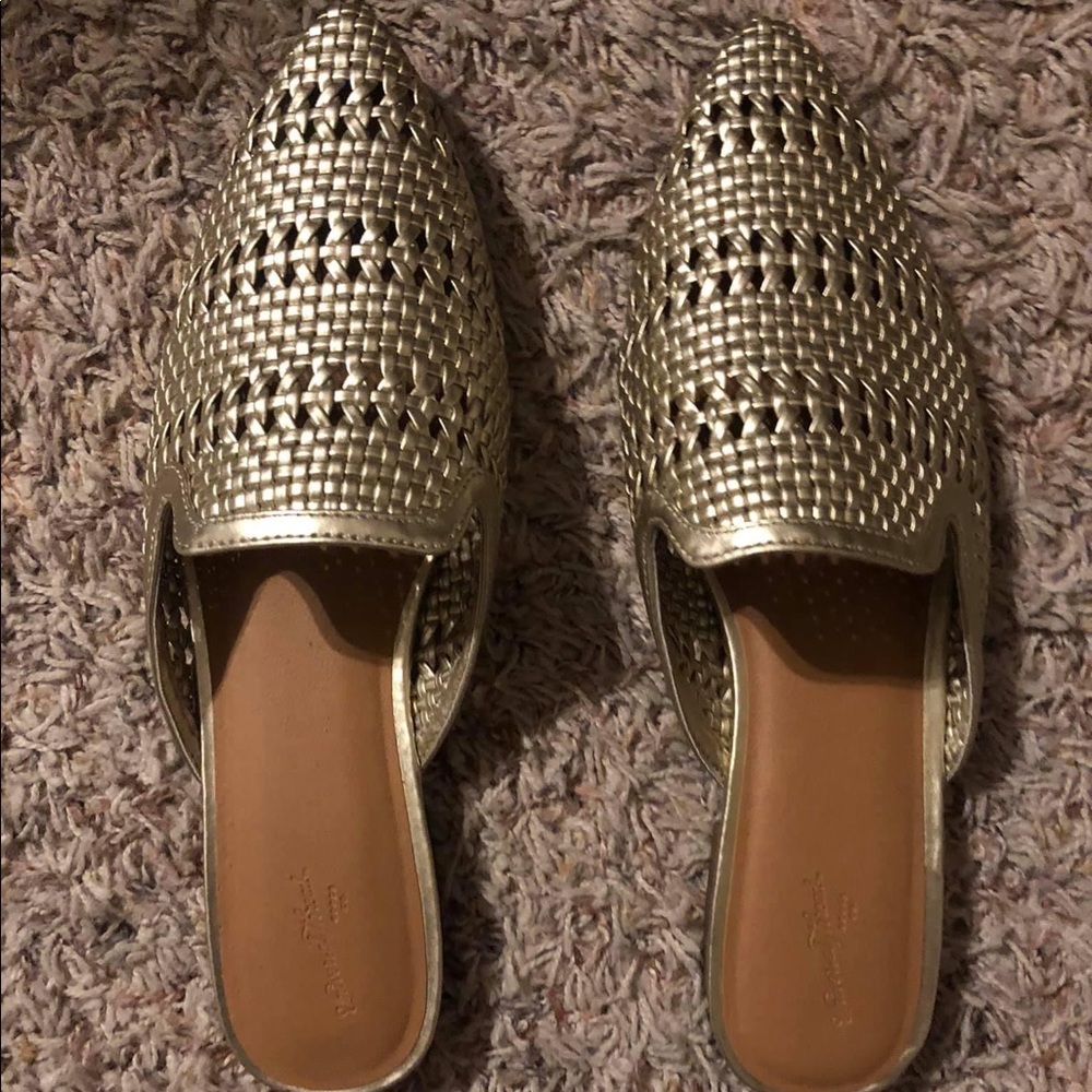 Gold metallic mules